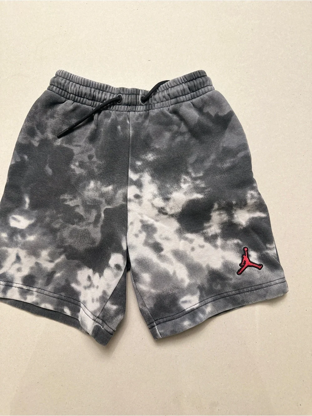 Jordan Black & Gray Tie-Dye Shorts with Pink Logo